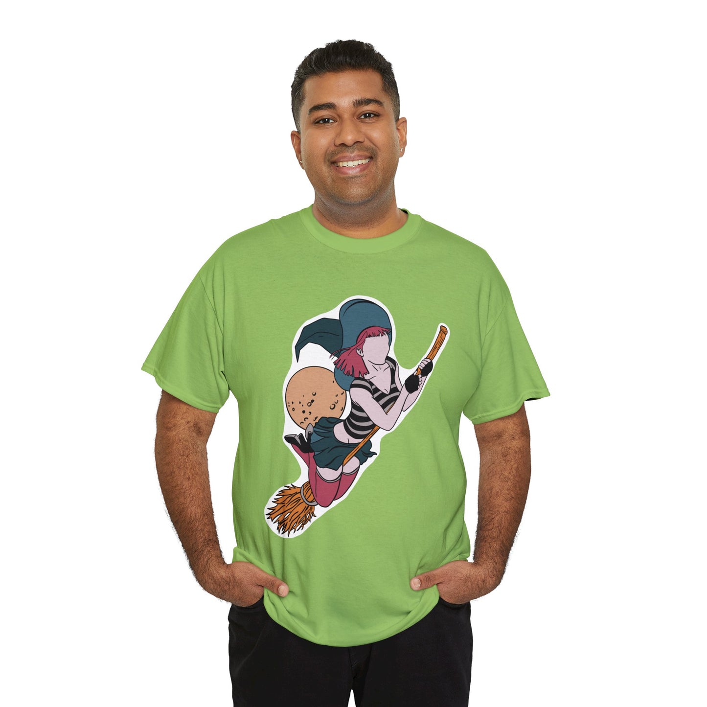 Kiki the Witch on Green Cotton T-Shirt on model