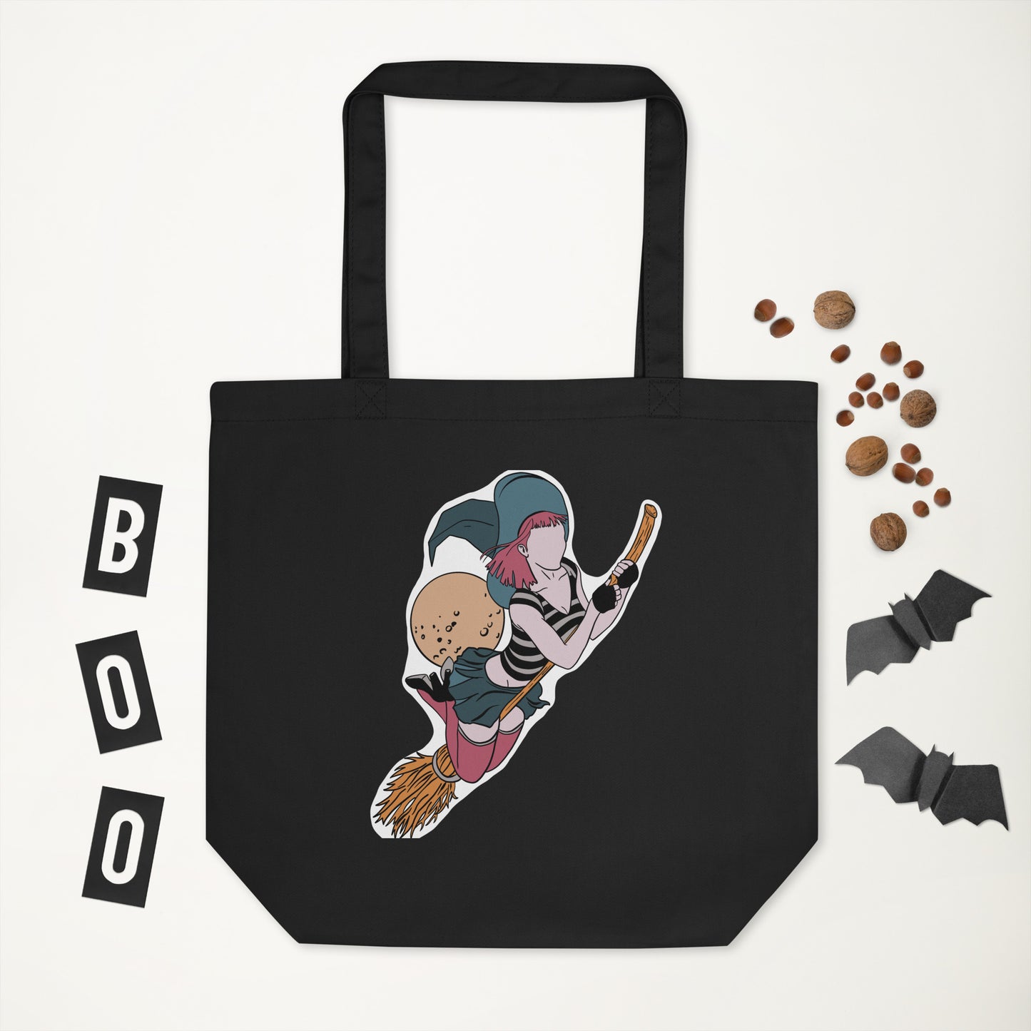 Organic cotton tote bag with Kiki the Witch proudly displayed