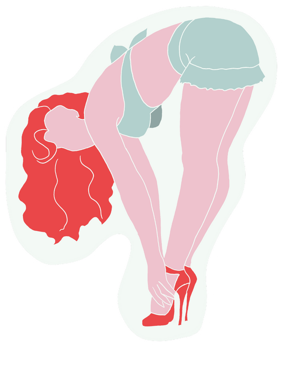 Pin-up aficionados and nostalgia nerds will love our KinkThink Factory Girls, available now in sticker form. From Abby to Zelda, our traditional and modern pin-up girls will knock the cocks right off   your socks!<br/>This 'Deborah' die-cut sticker measures approx. 5