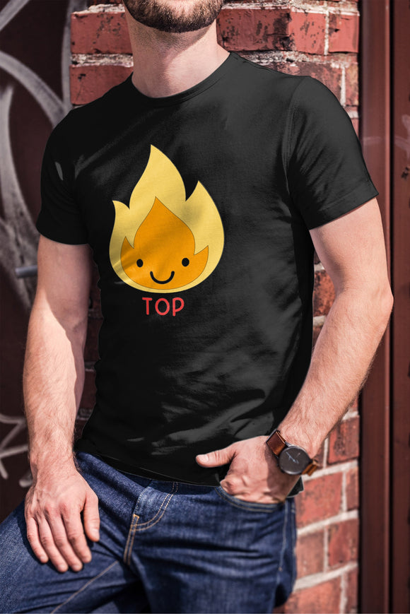 Happy flames Fire Top unisex t-shirt with sleeve detail