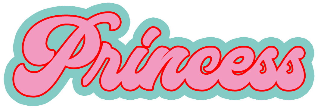 Are you a princess at heart? Tell the world with this die-cut sticker. Measures approx. 4" wide by 1.5" tall. Pink on mint green. Made from adhesive vinyl.