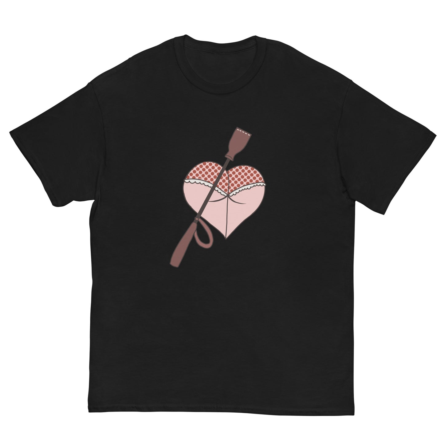 Heart Shaped Butt T-Shirt design on a black background.