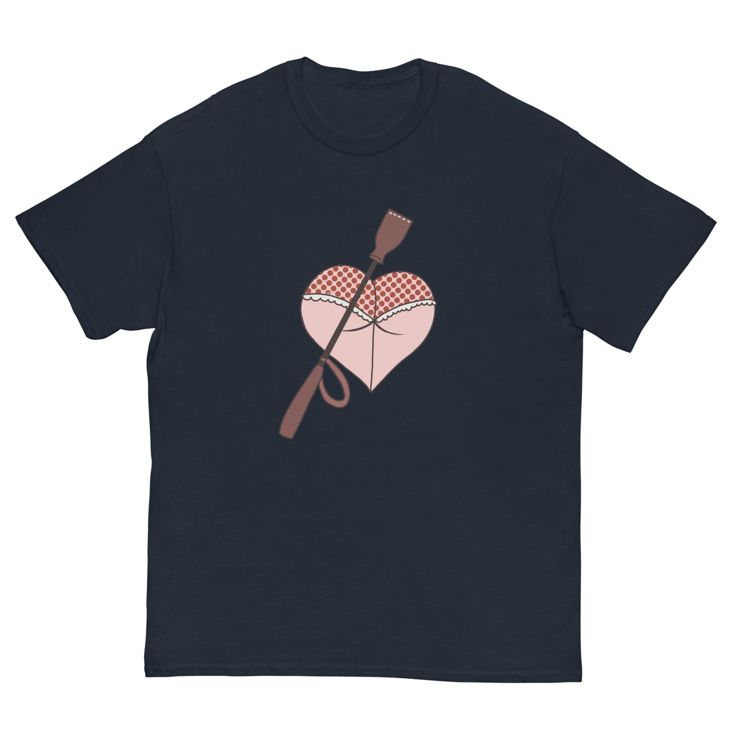 Heart Shaped Butt T-Shirt design on a navy background.