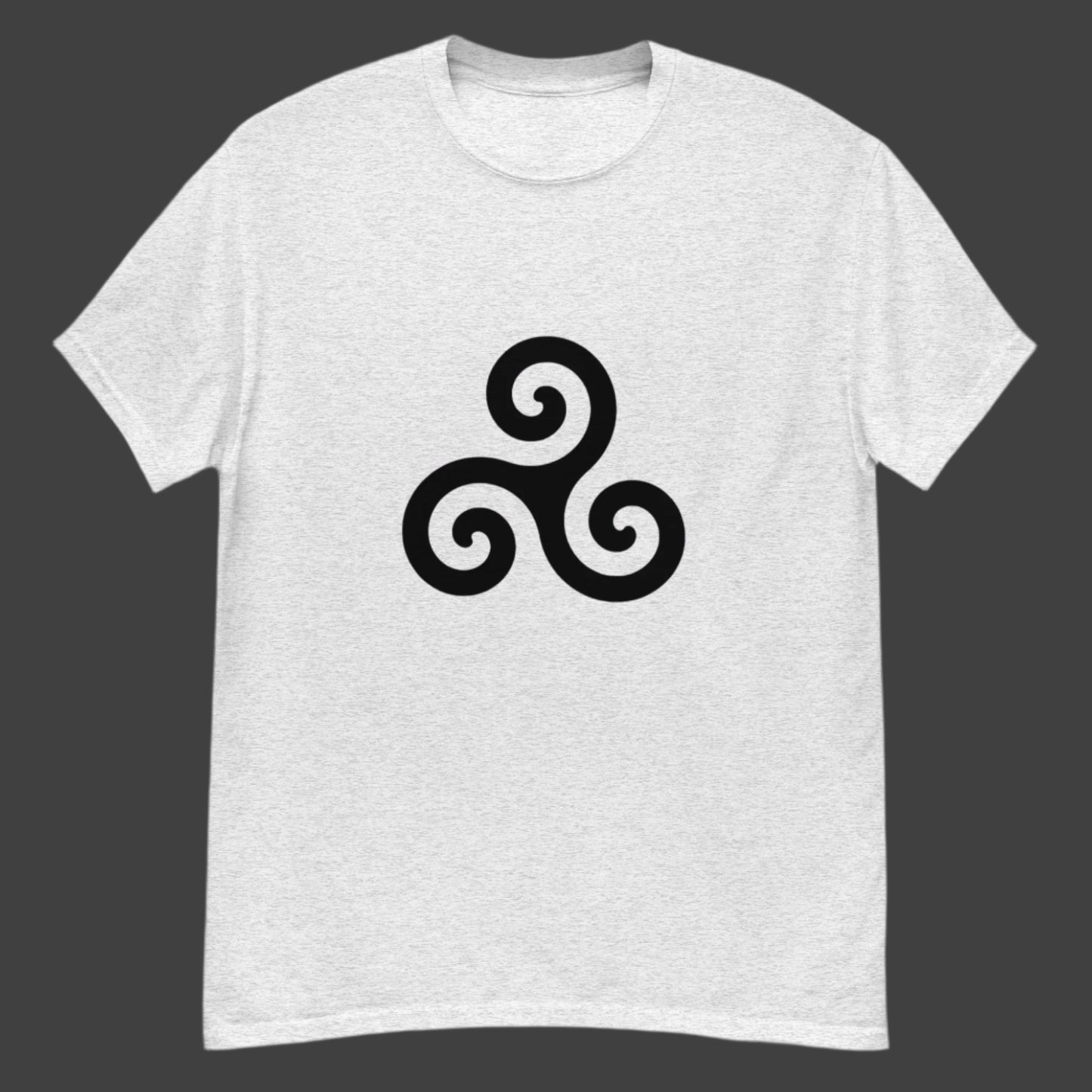 Triskelion T-Shirt design on an ash background.