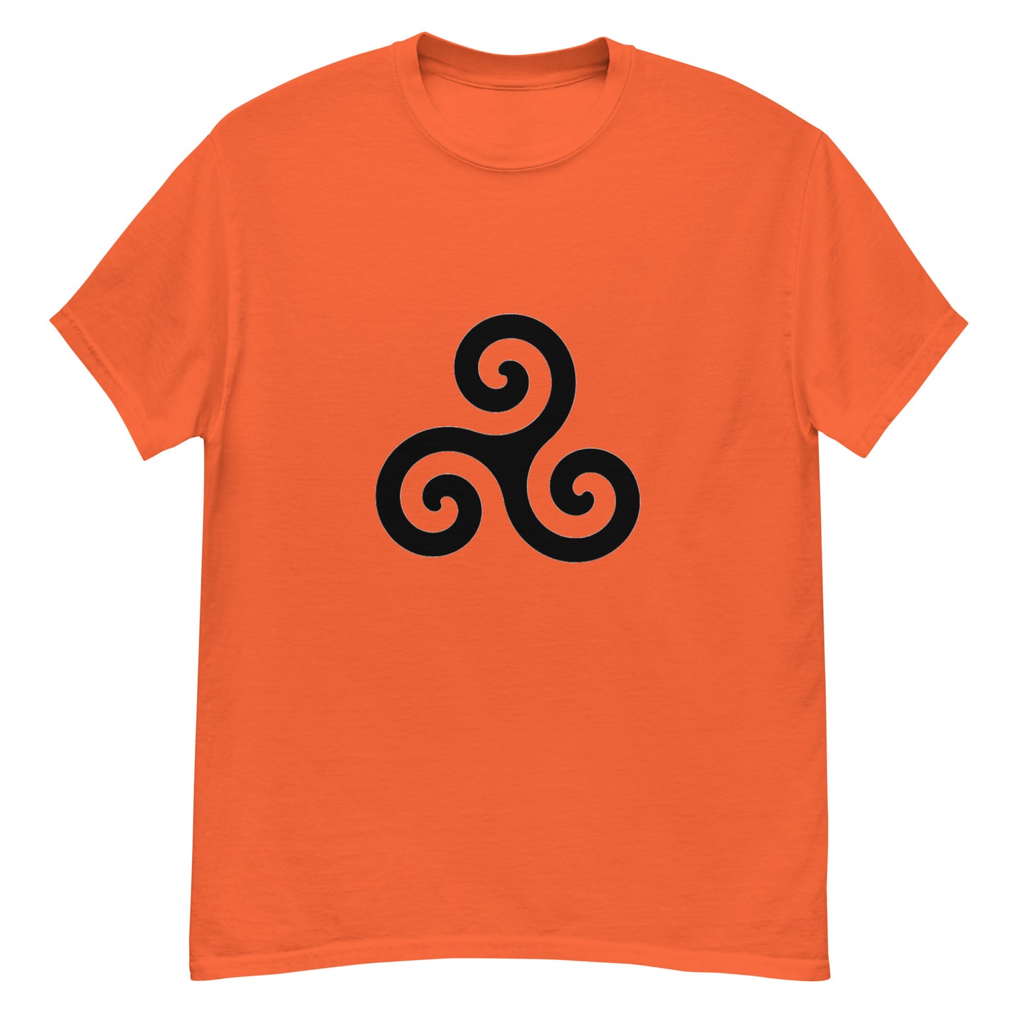 Triskelion T-Shirt design on a orange background.