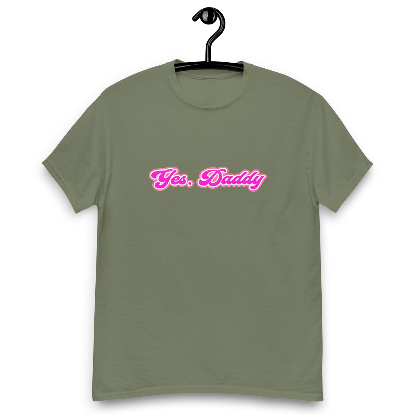 "Yes, Daddy" T-Shirt design on a green background.