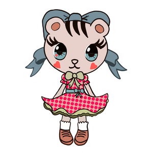 Cute kitty girl chibi in a die-cut sticker. Measures approx. 4" tall by 3" wide. Made from adhesive vinyl.  