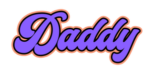 Who's your Daddy?  Give him this sticker so you never forget! Measures approx. 4" wide by 2" tall. Light purple on dark purple cursive text. Made of premium adhesive vinyl.  