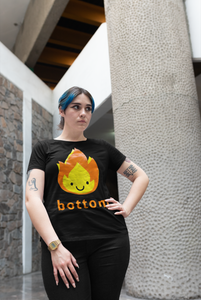 Happy flames fire bottom unisex t-shirt with flame detail on sleeve